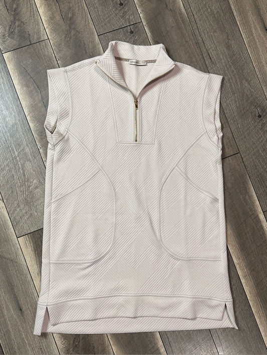 Zenana Cream Sleeveless 1/2 Zip Mini Dress