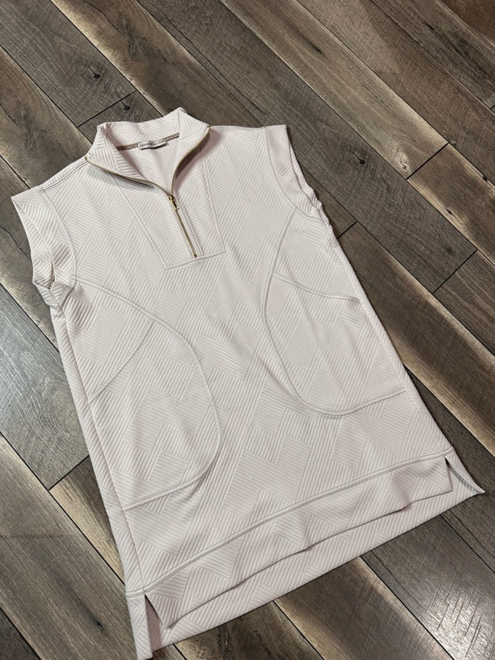 Zenana Cream Sleeveless 1/2 Zip Mini Dress