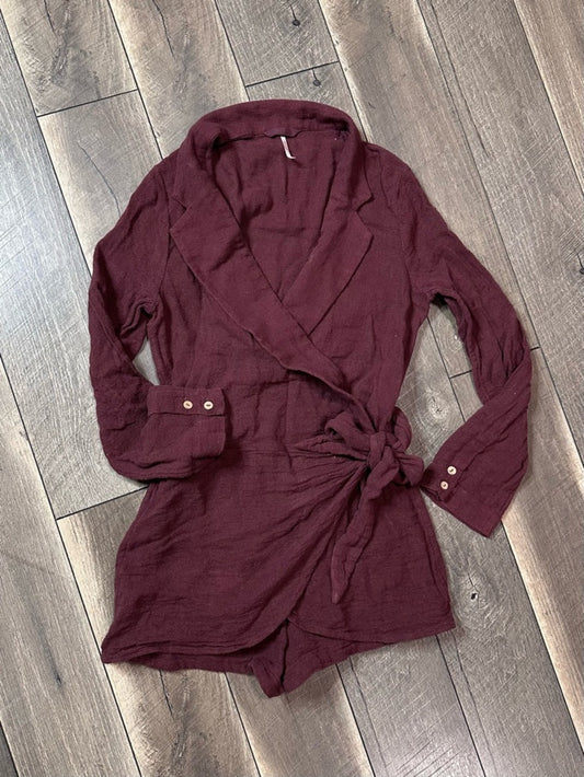 Free People Long Sleeve Tie Waist Romper