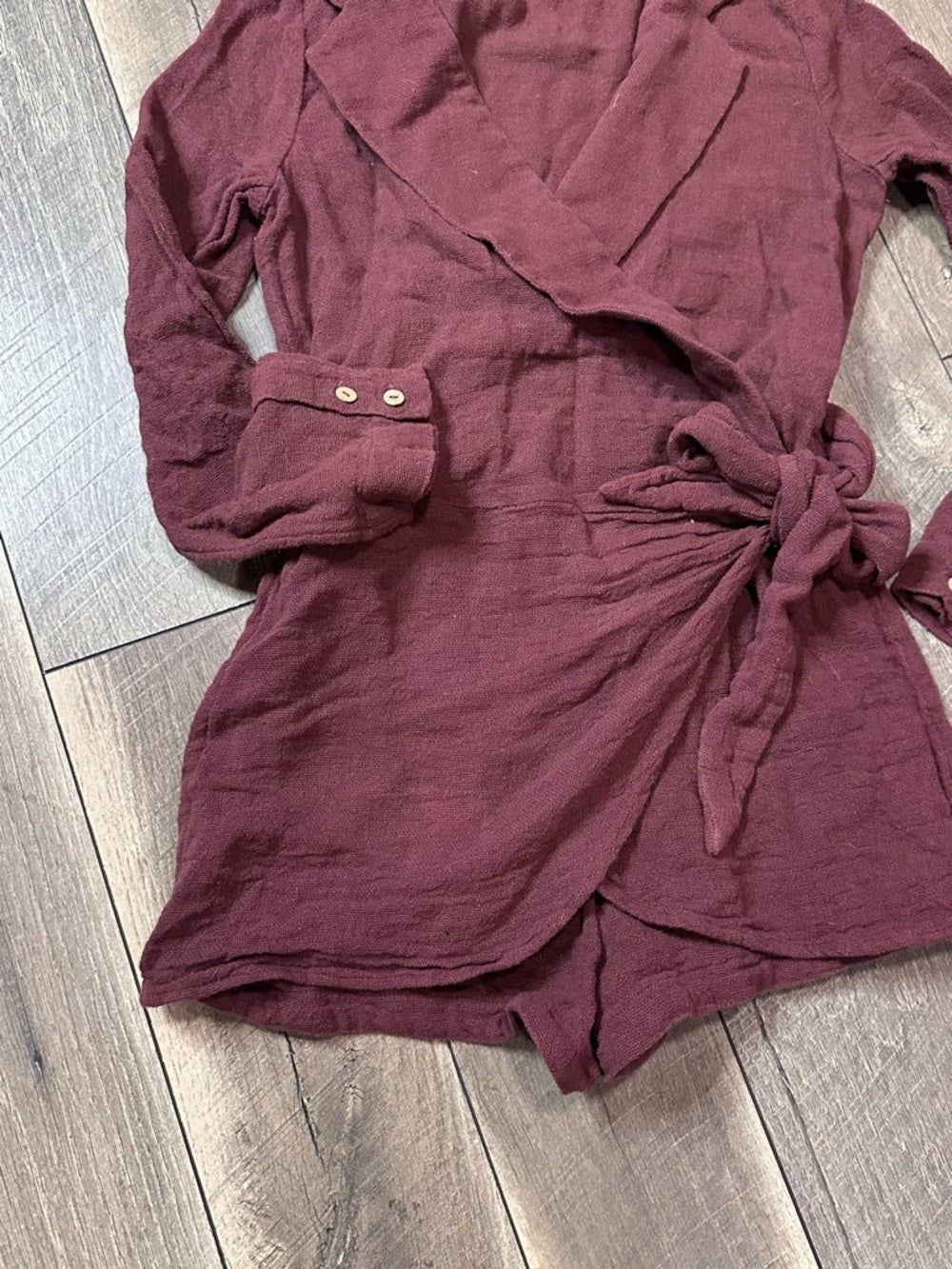Free People Long Sleeve Tie Waist Romper