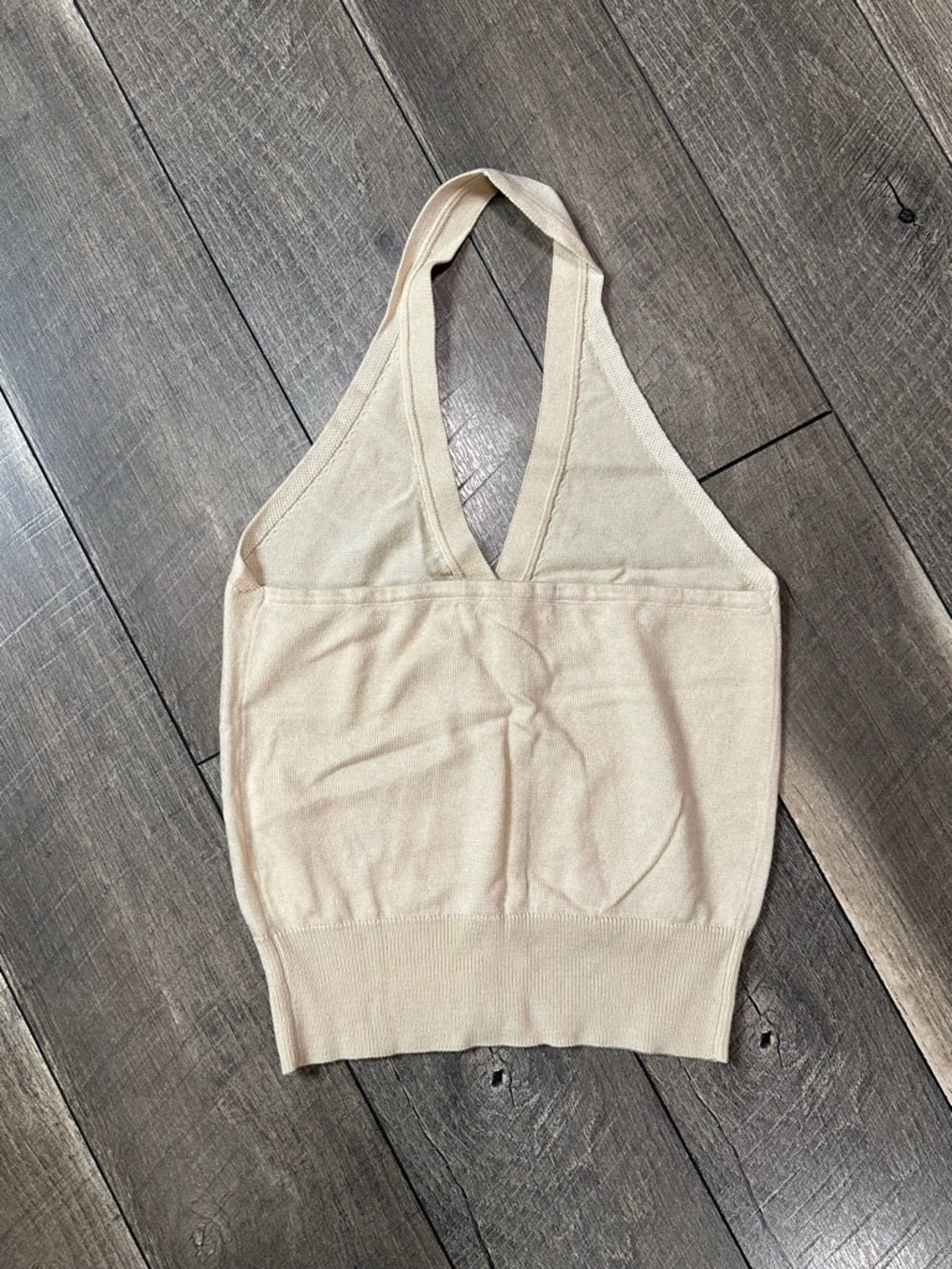 Olivaceous Halter Lightweight Sweater Tank Top