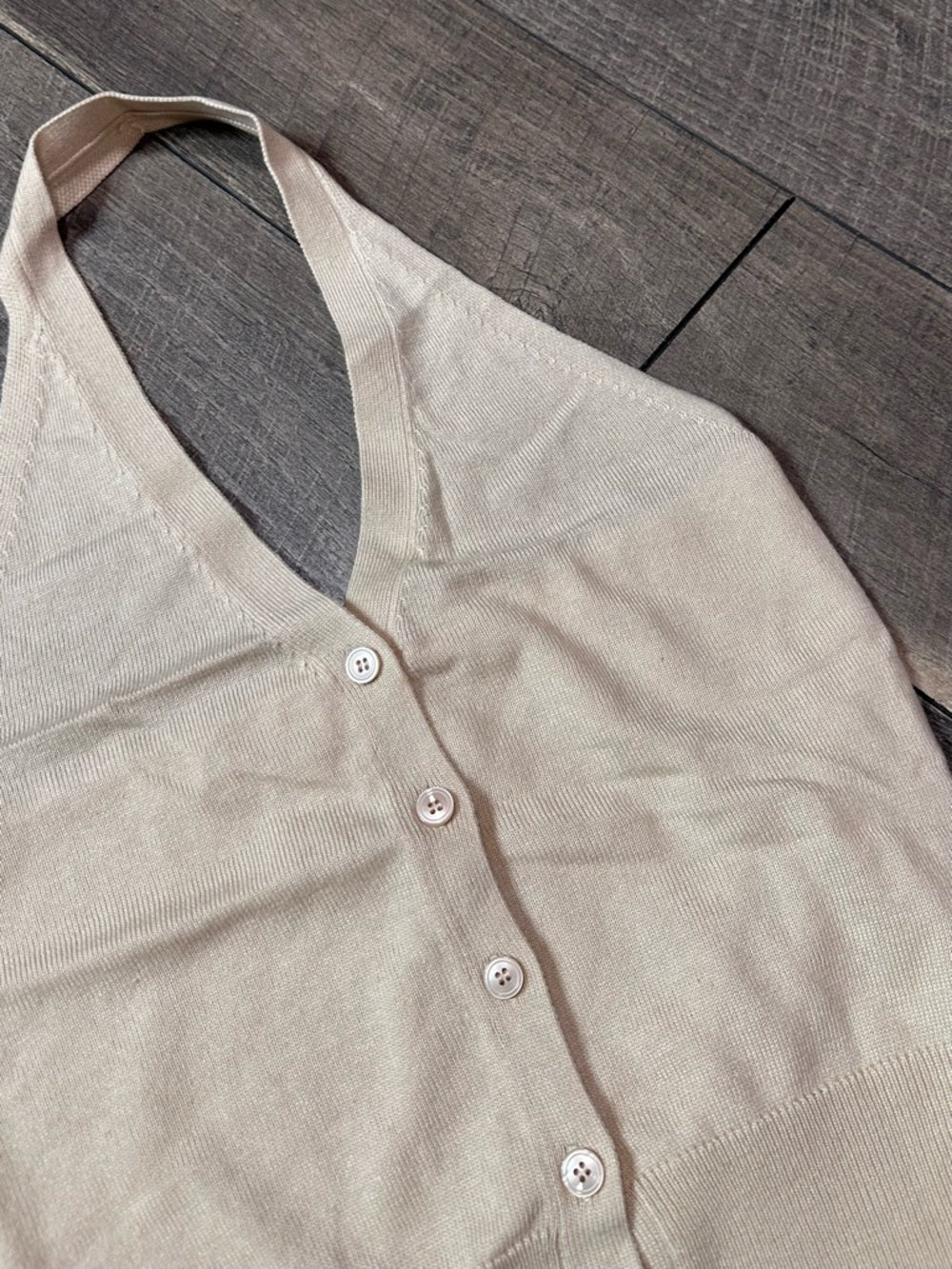 Olivaceous Halter Lightweight Sweater Tank Top