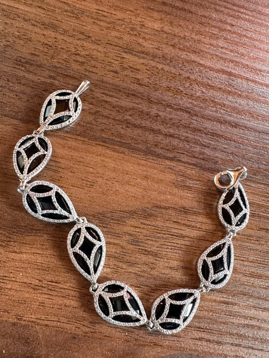 .925 Sterling Silver & Black Onyx Bracelet