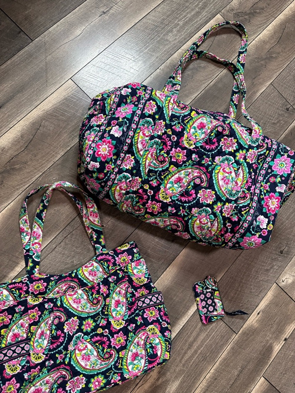 Vera Bradley Travel Duffle, Tote & Card Holder Set 
Petal Paisley