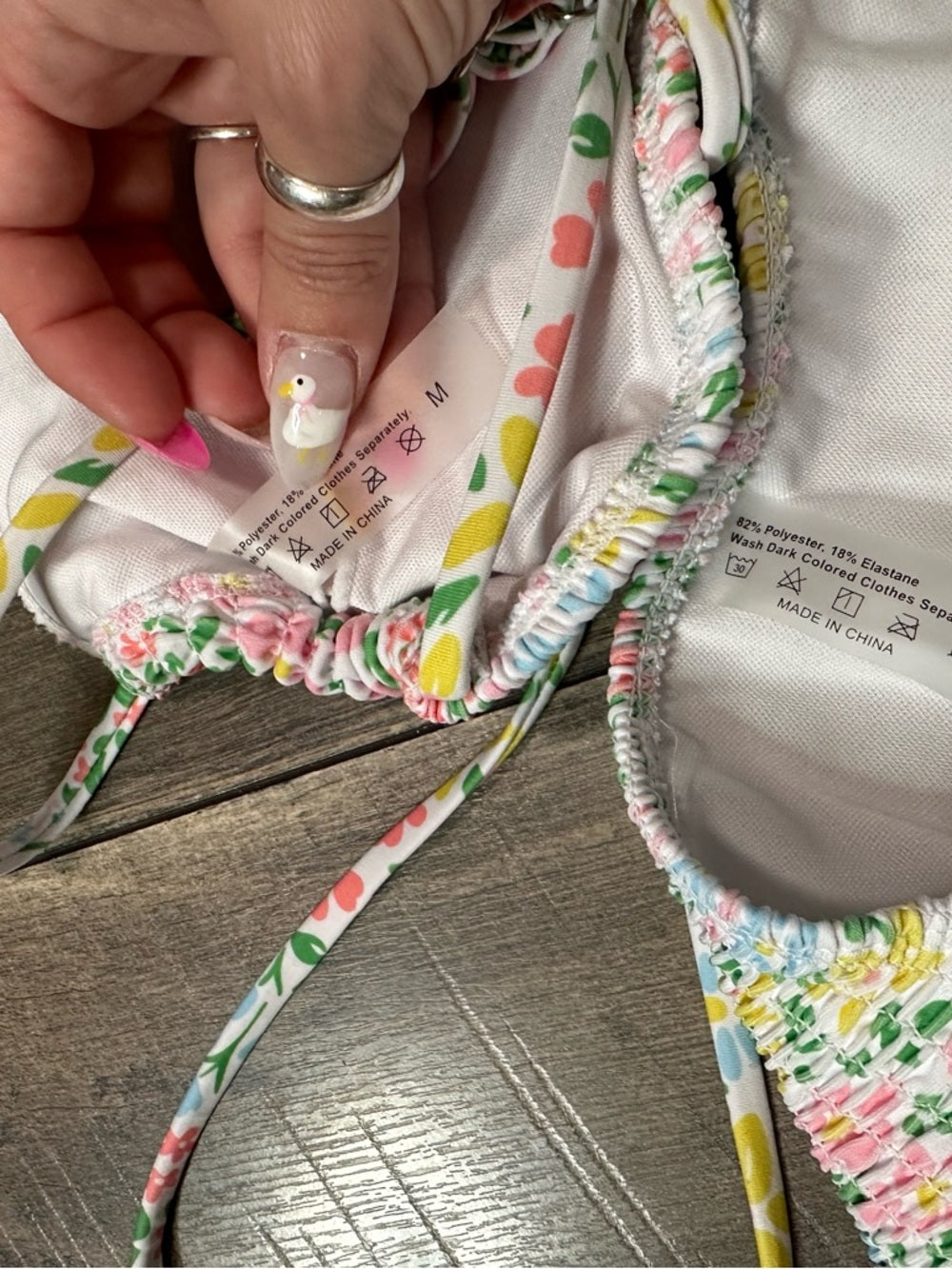 Floral Smocked Mid Rise Bikini