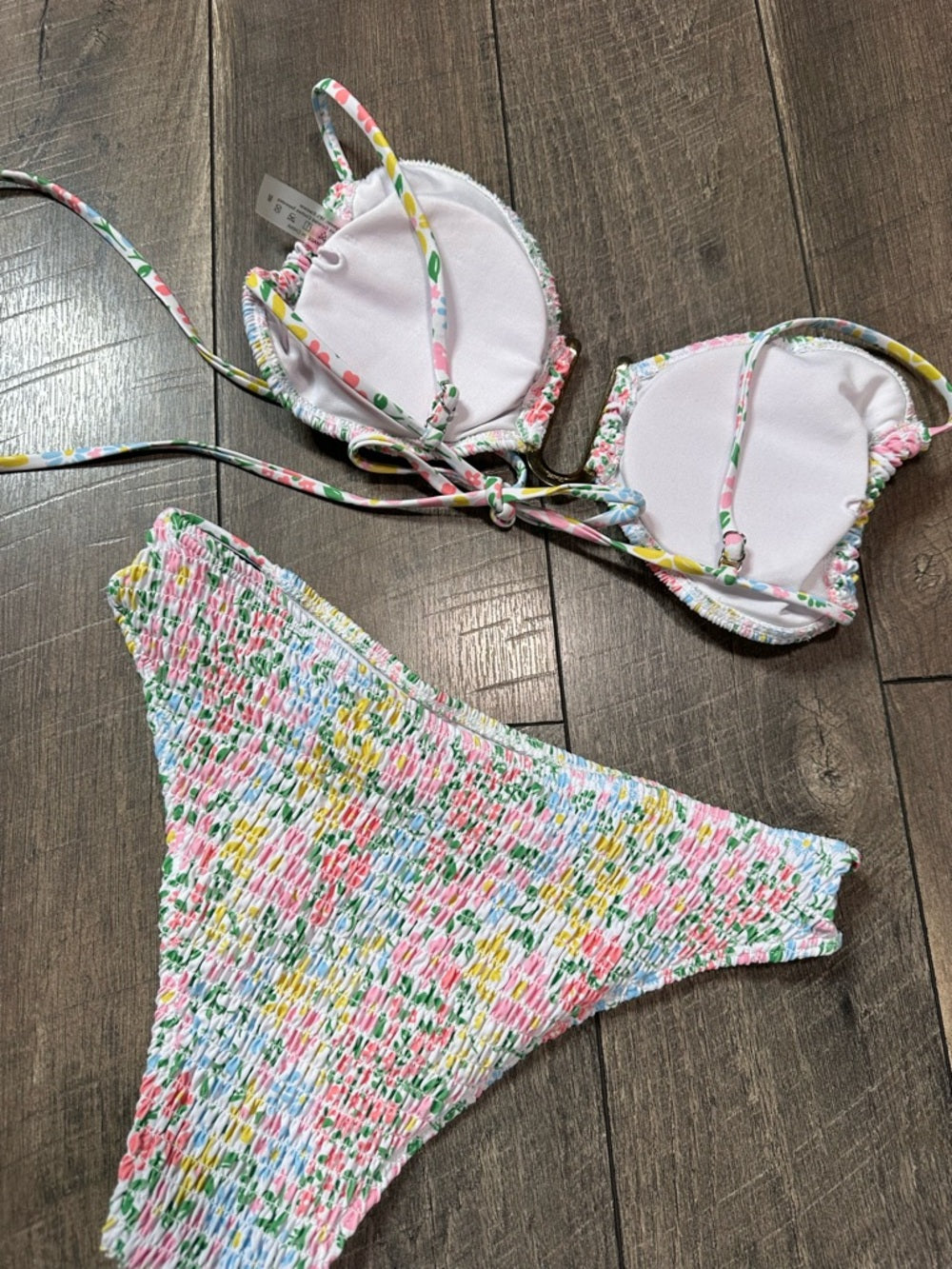 Floral Smocked Mid Rise Bikini