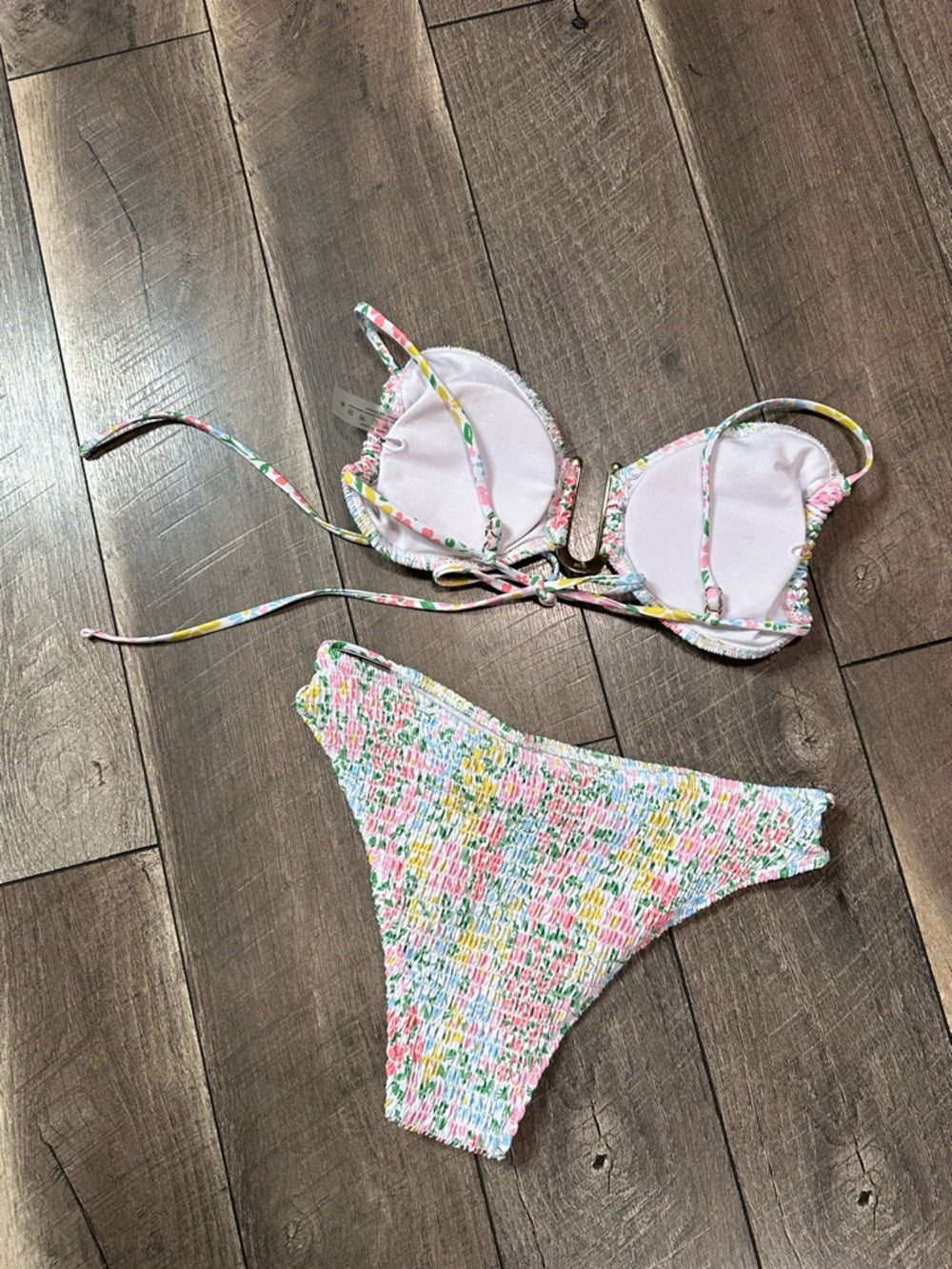 Floral Smocked Mid Rise Bikini