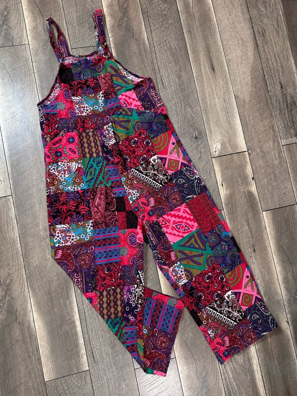 Boho Patchwork Overalls Jumpsuit