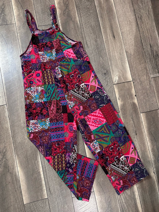 Boho Patchwork Overalls Jumpsuit