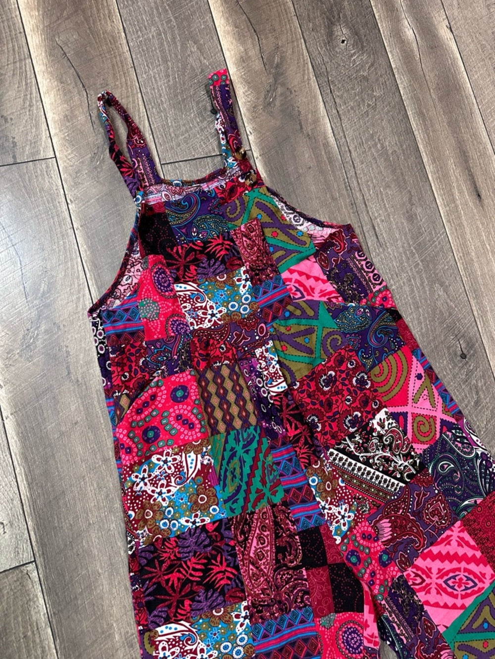 Boho Patchwork Overalls Jumpsuit