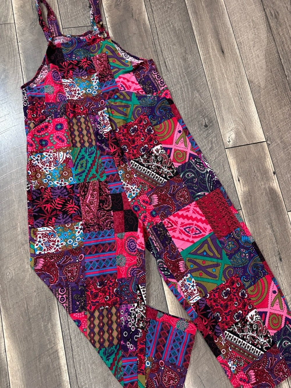 Boho Patchwork Overalls Jumpsuit
