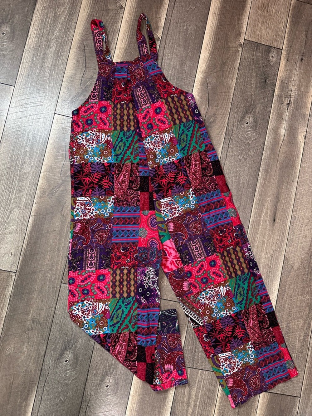 Boho Patchwork Overalls Jumpsuit