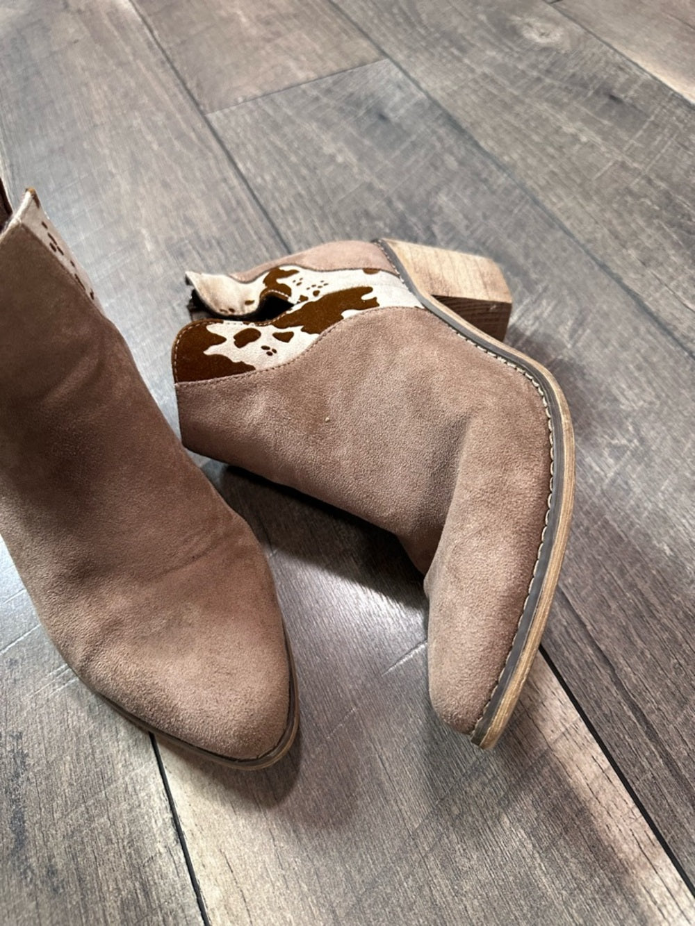 Pierre Dumas Cow Print Ankle Booties