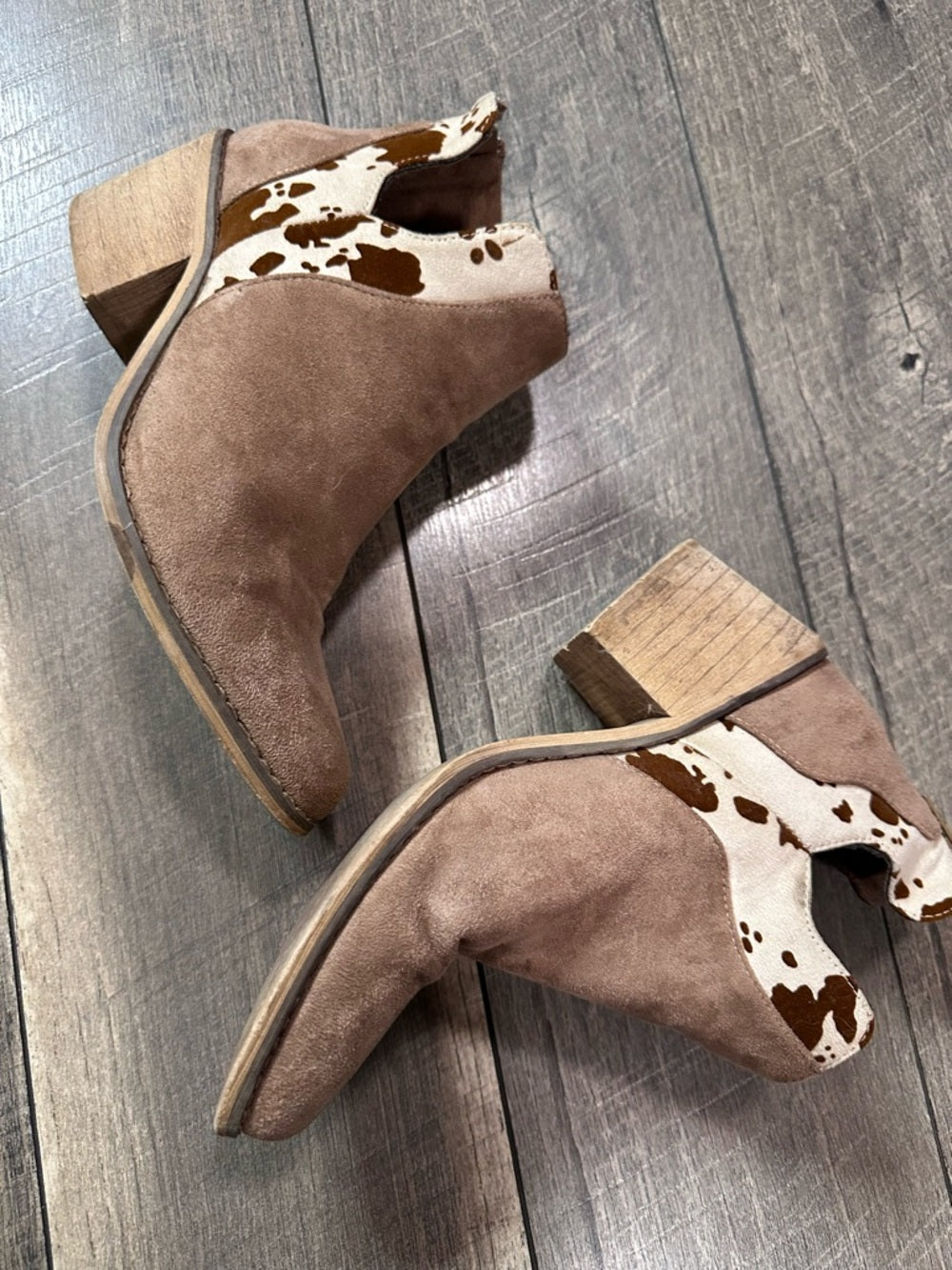 Pierre Dumas Cow Print Ankle Booties