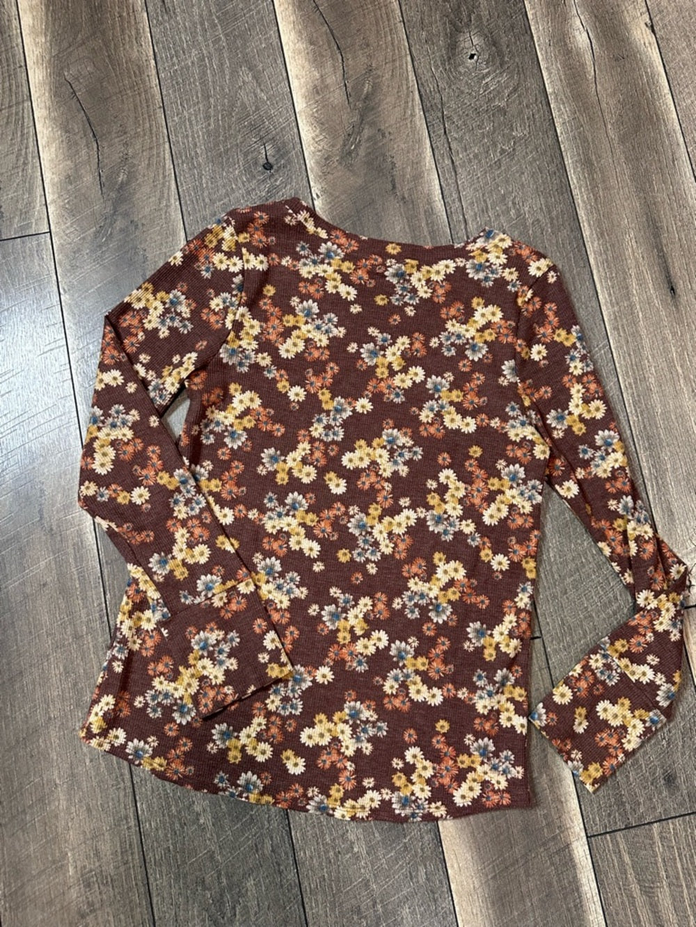 PS Kate Floral Waffleknit Long Sleeve Top