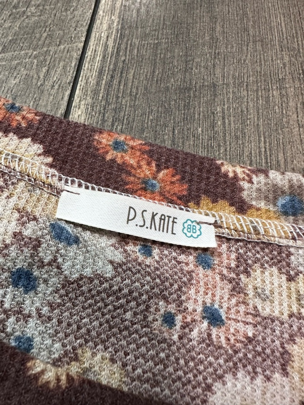 PS Kate Floral Waffleknit Long Sleeve Top
