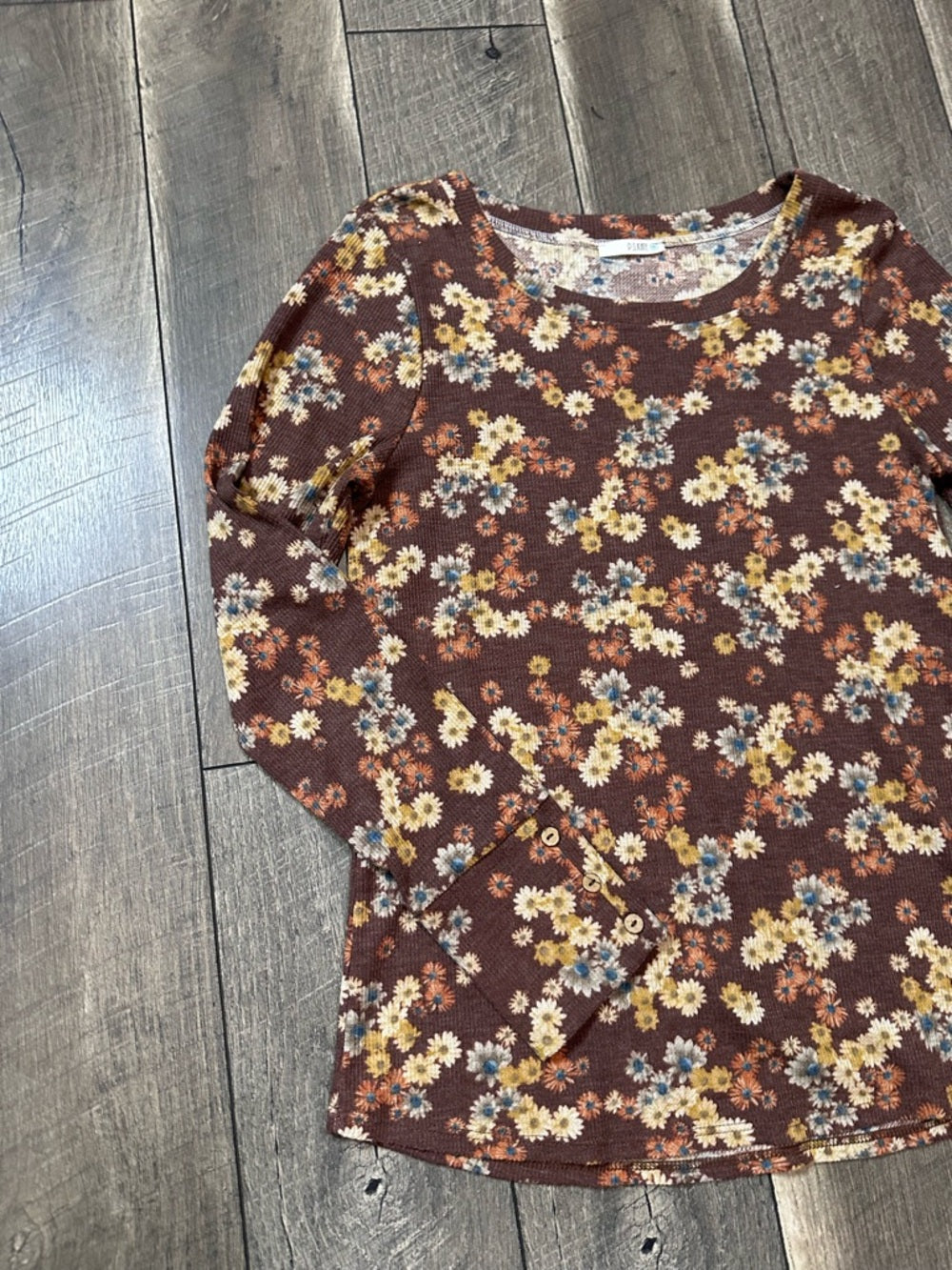 PS Kate Floral Waffleknit Long Sleeve Top