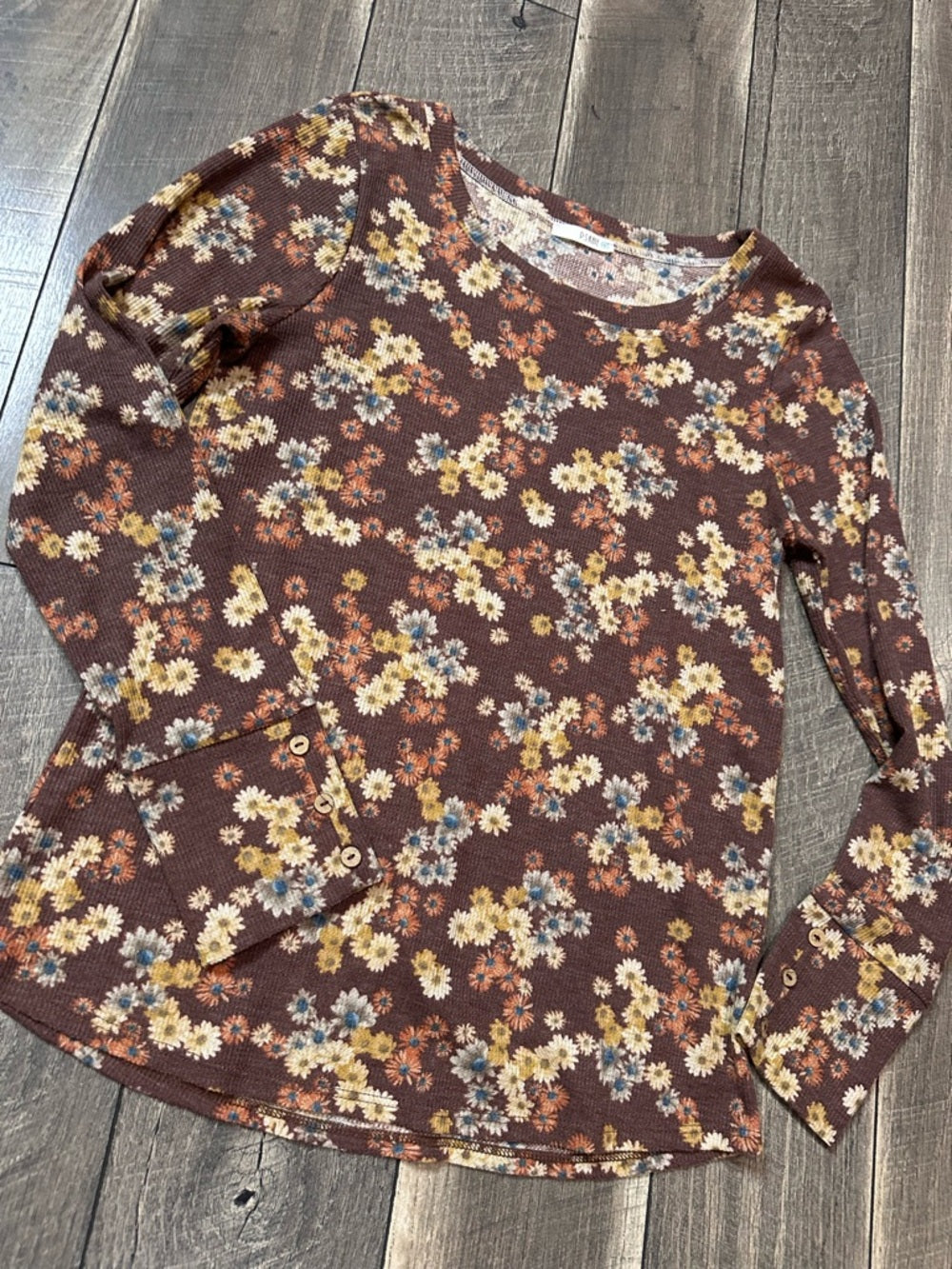 PS Kate Floral Waffleknit Long Sleeve Top