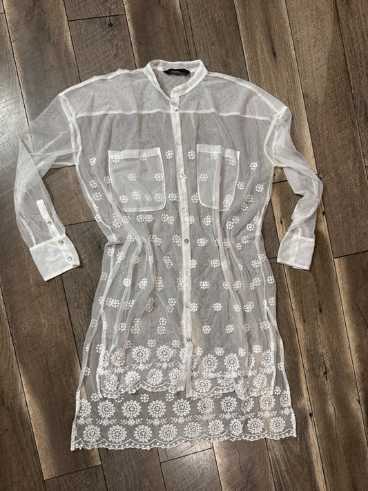 Zara Lace Sheer Button Down (cover up)