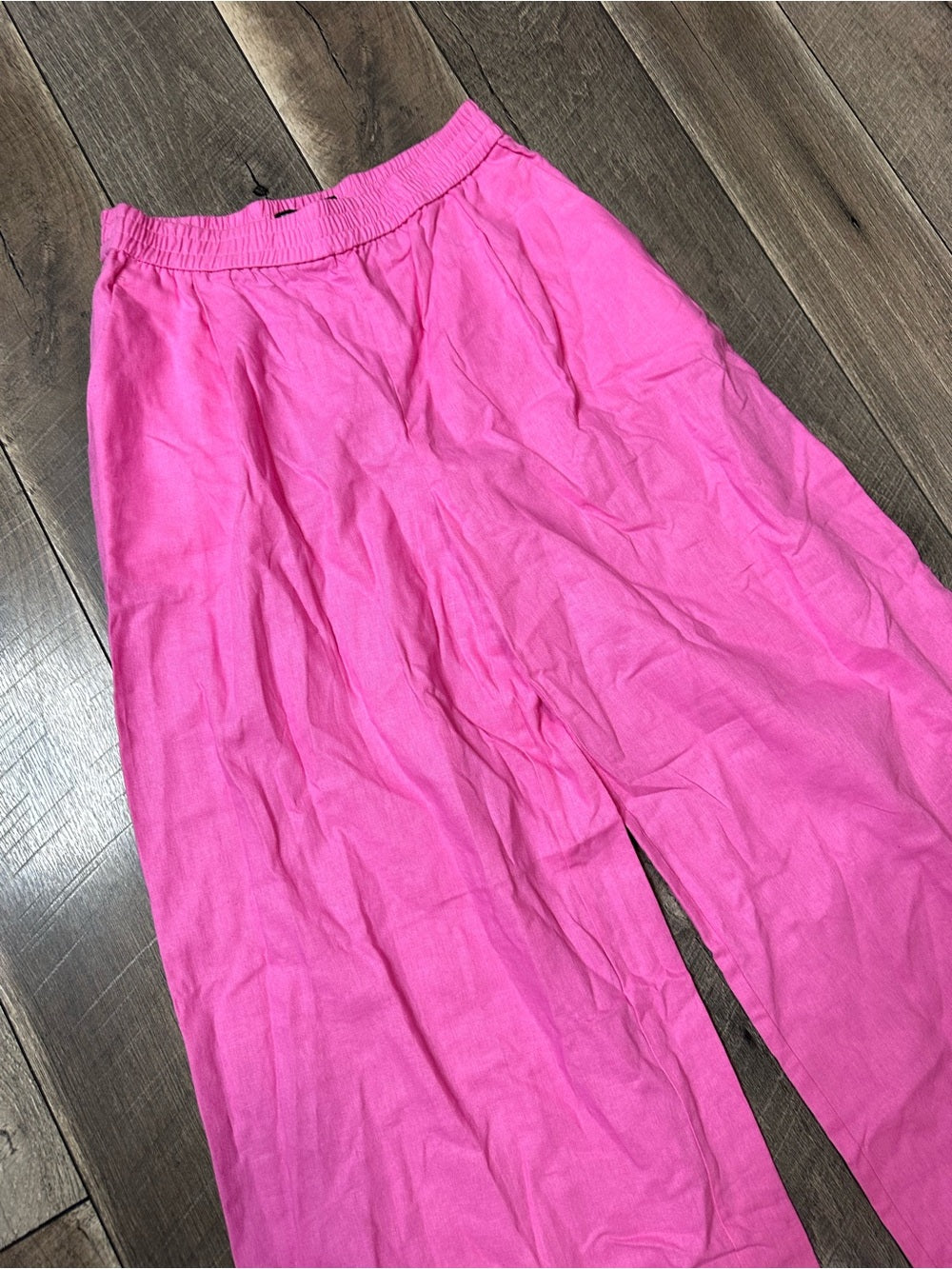 Zara Hot Pink Linen Blend Wide Leg Pants