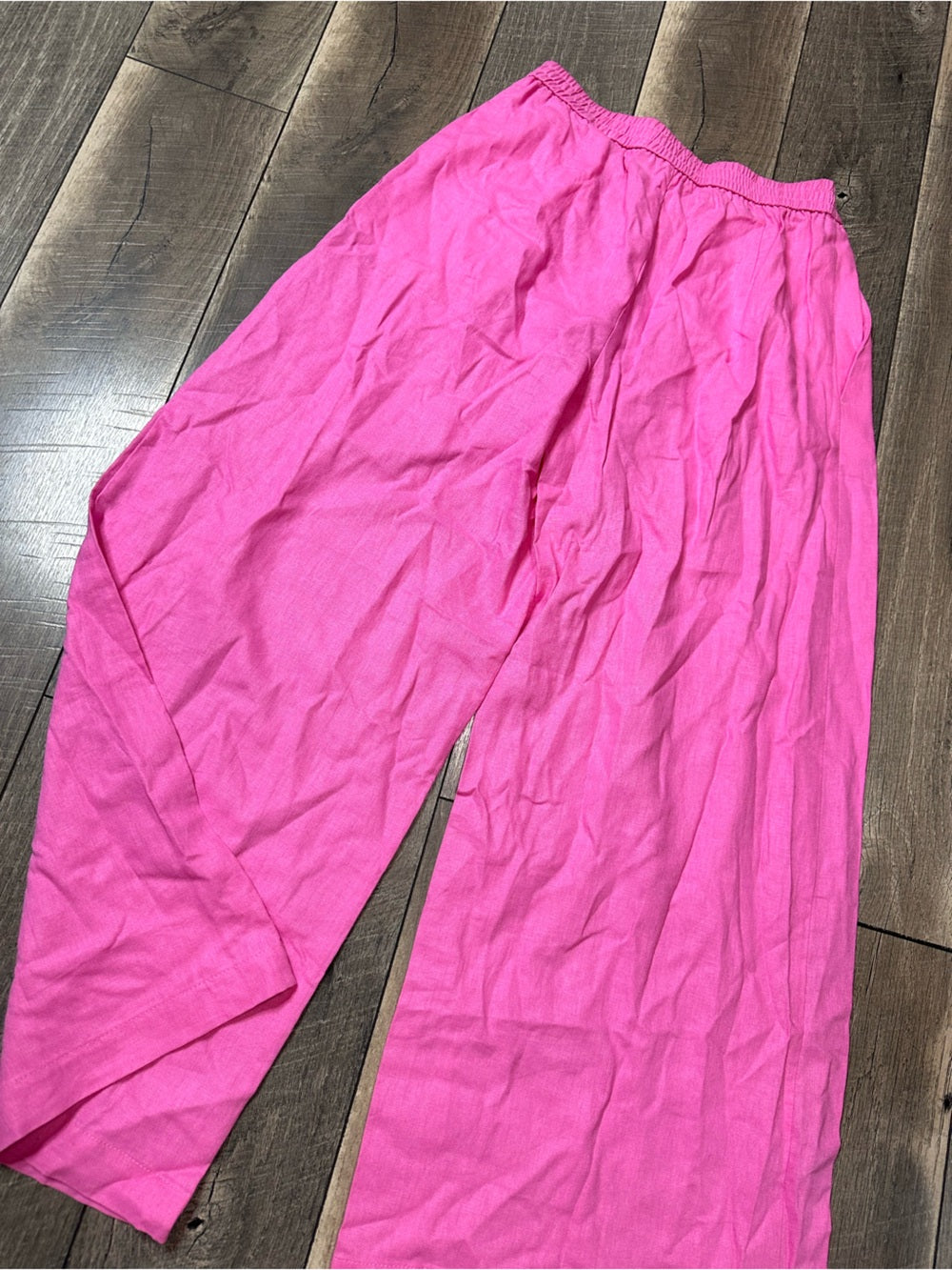 Zara Hot Pink Linen Blend Wide Leg Pants