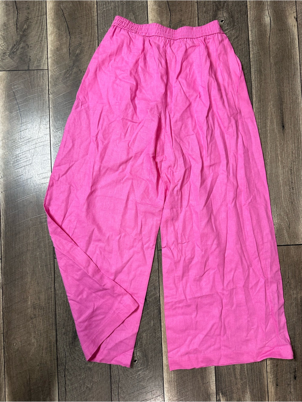Zara Hot Pink Linen Blend Wide Leg Pants