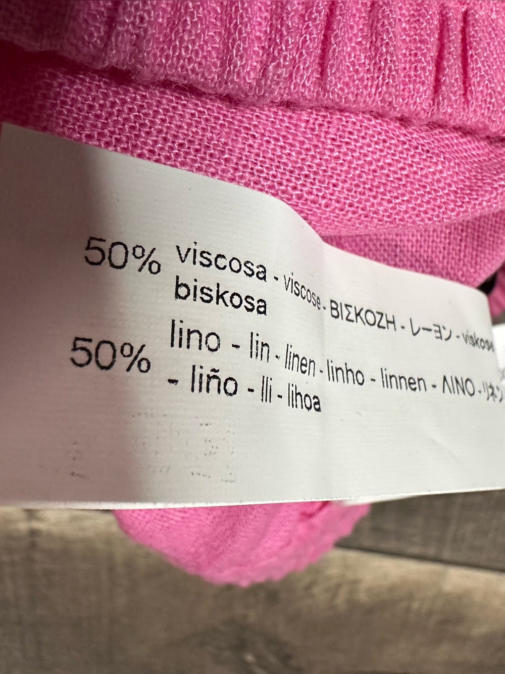 Zara Hot Pink Linen Blend Wide Leg Pants