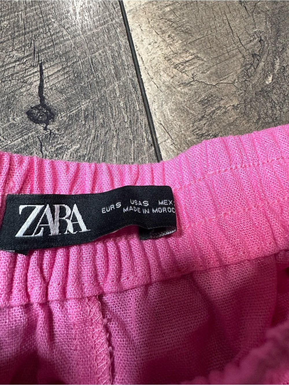 Zara Hot Pink Linen Blend Wide Leg Pants