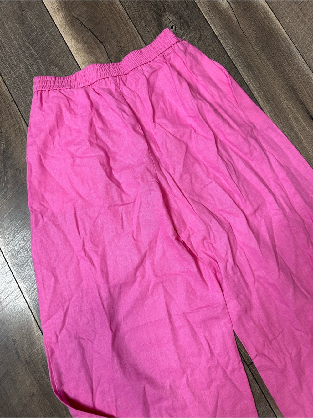 Zara Hot Pink Linen Blend Wide Leg Pants