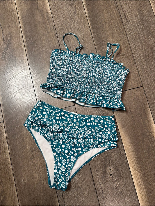 Unbranded Smocked Ruffle Floral Bikini