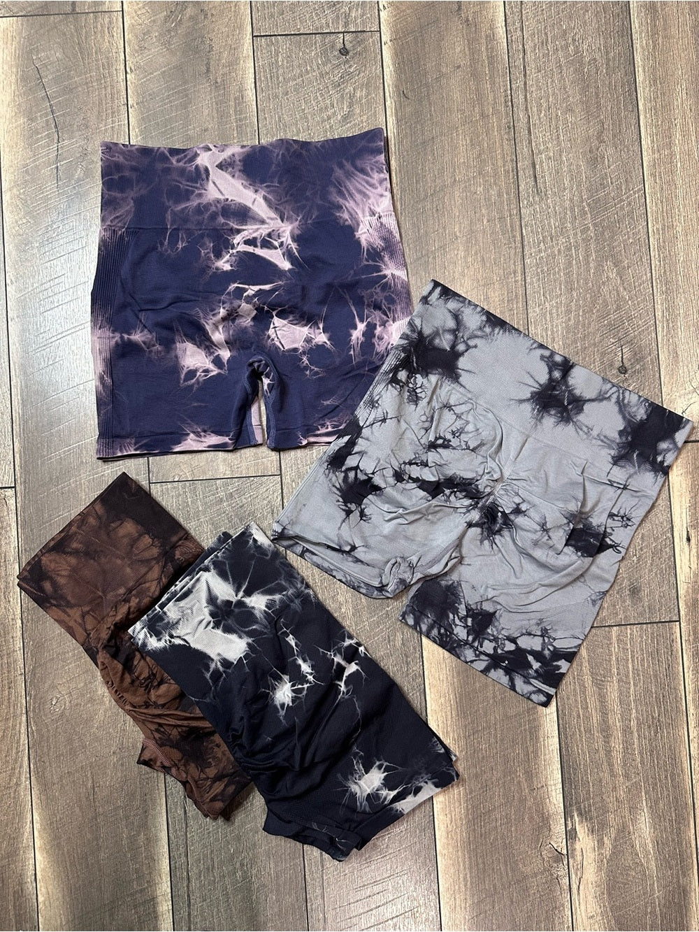 Unbranded Tie Dye Booty Scrunch Workout Shorts Bundle