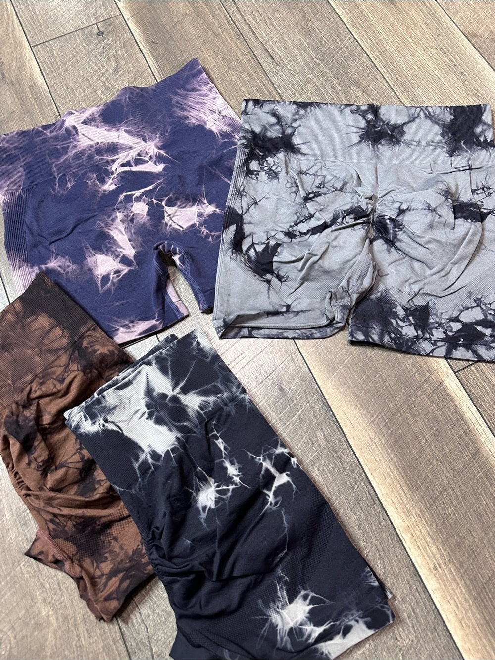 Unbranded Tie Dye Booty Scrunch Workout Shorts Bundle