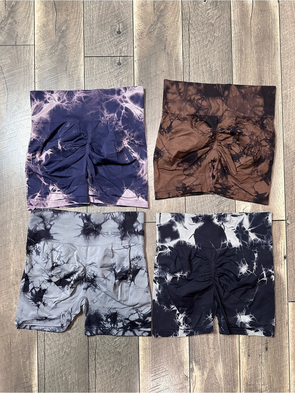 Unbranded Tie Dye Booty Scrunch Workout Shorts Bundle