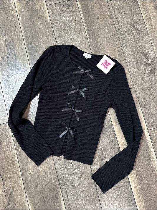 Le Lis Bow Open Front Sweater