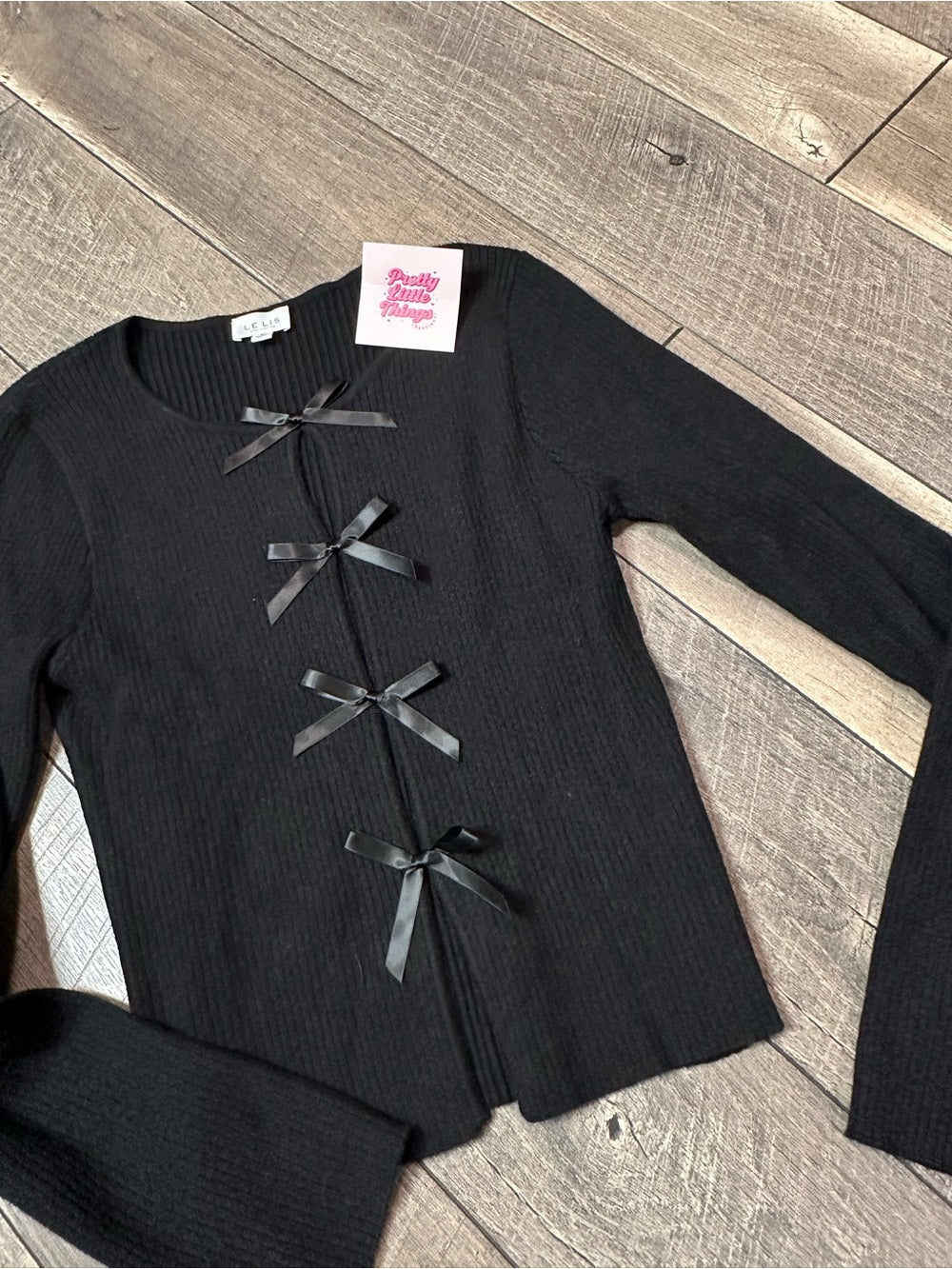 Le Lis Bow Open Front Sweater