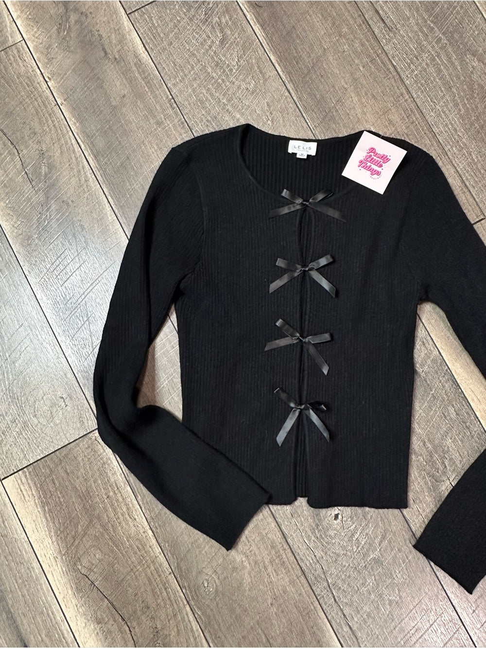 Le Lis Bow Open Front Sweater