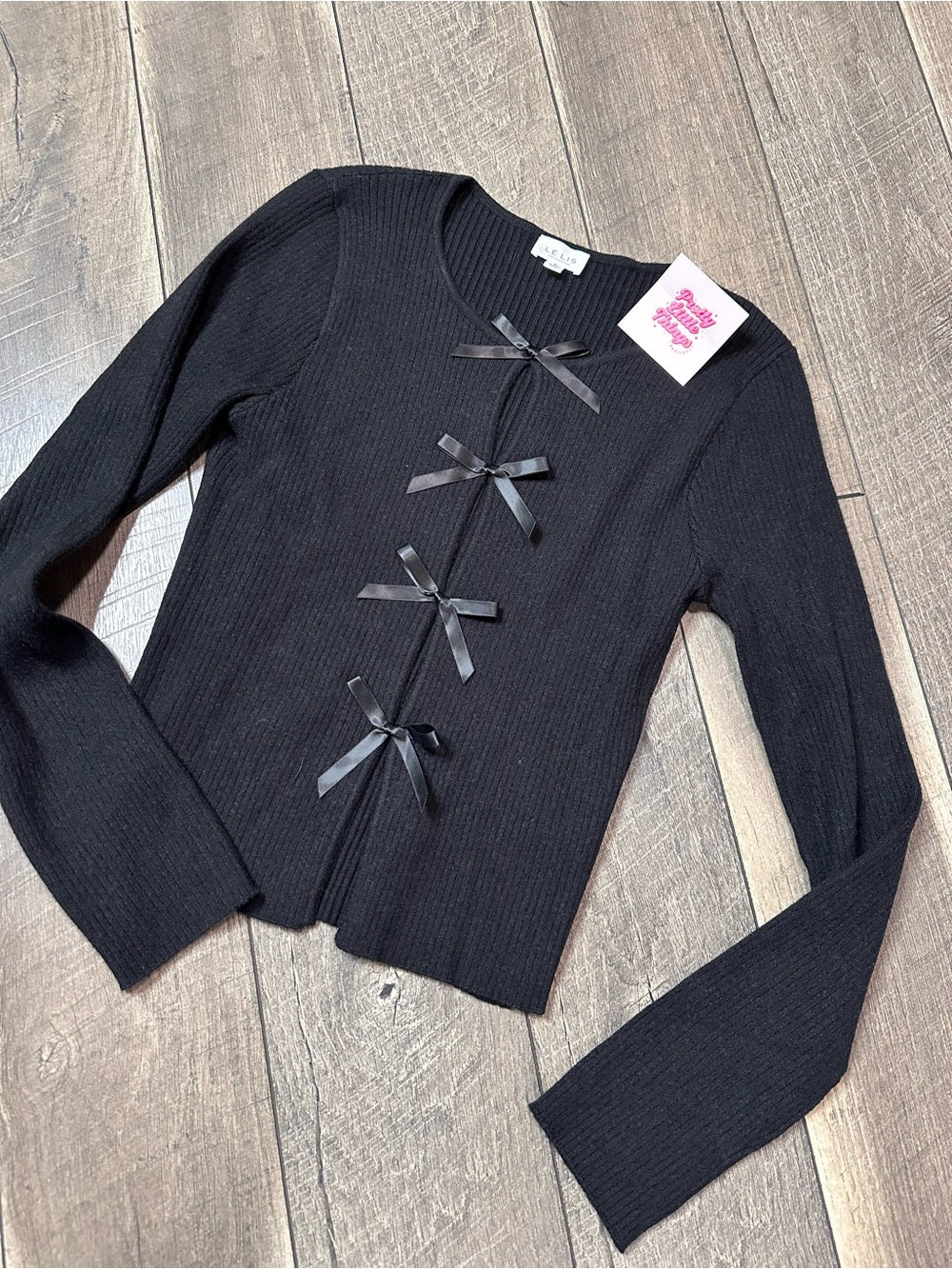 Le Lis Bow Open Front Sweater