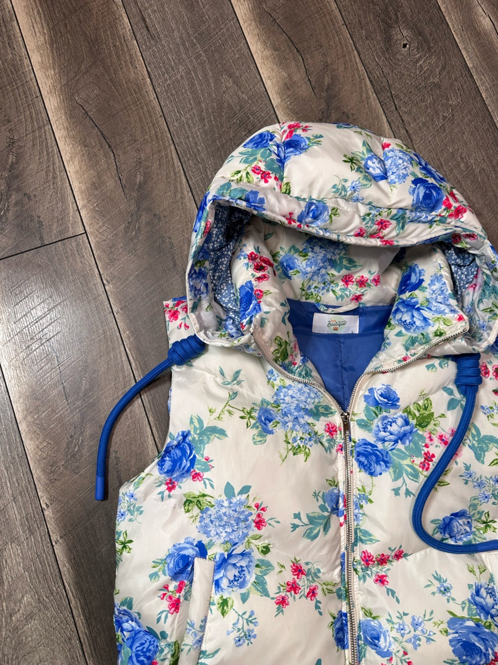 31:25 Floral Puffer Hooded Vest