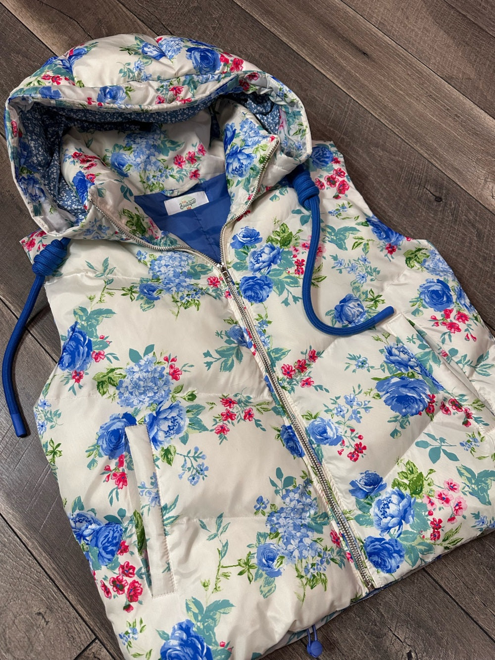 31:25 Floral Puffer Hooded Vest