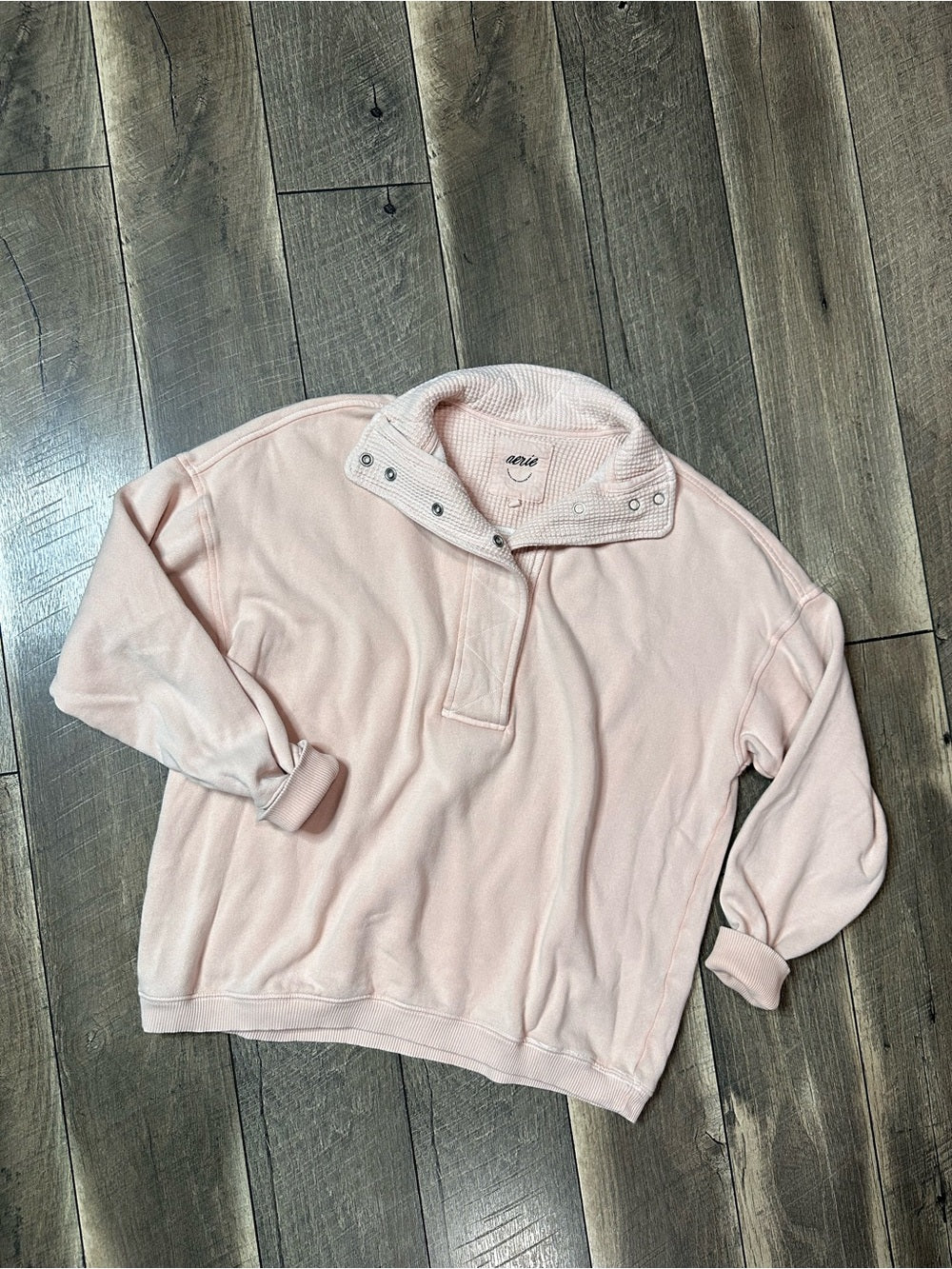 Aerie Waffleknit 1/2 Button Pullover Crewneck