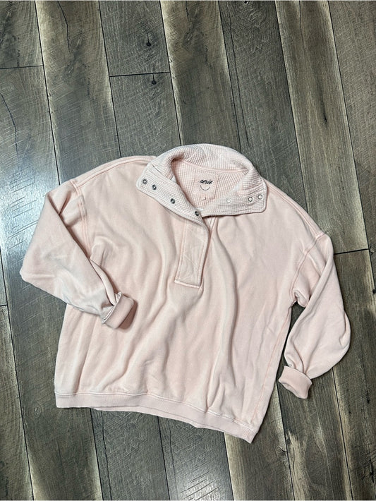 Aerie Waffleknit 1/2 Button Pullover Crewneck