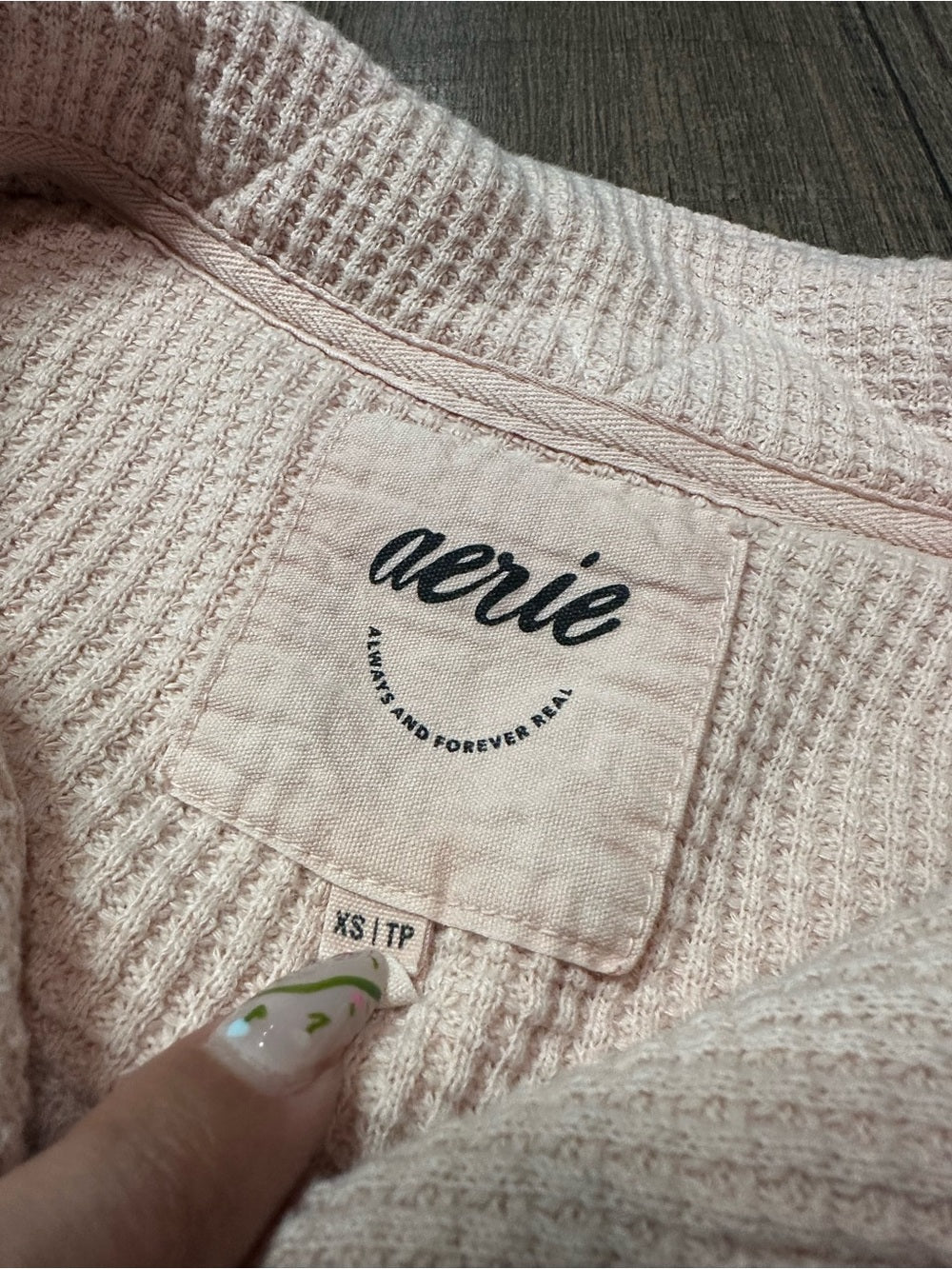 Aerie Waffleknit 1/2 Button Pullover Crewneck