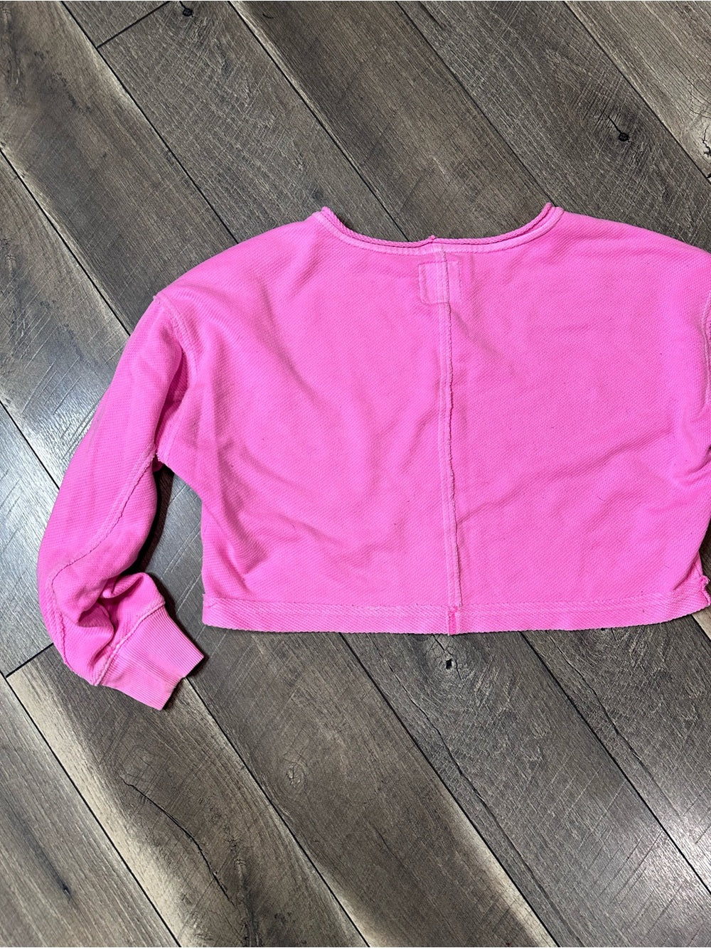 Aerie Hot Pink Crop Crewneck Pullover