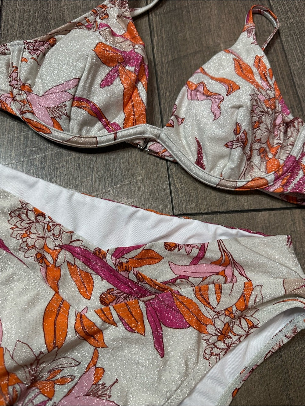 Cupshe Shimmer Floral Bikini