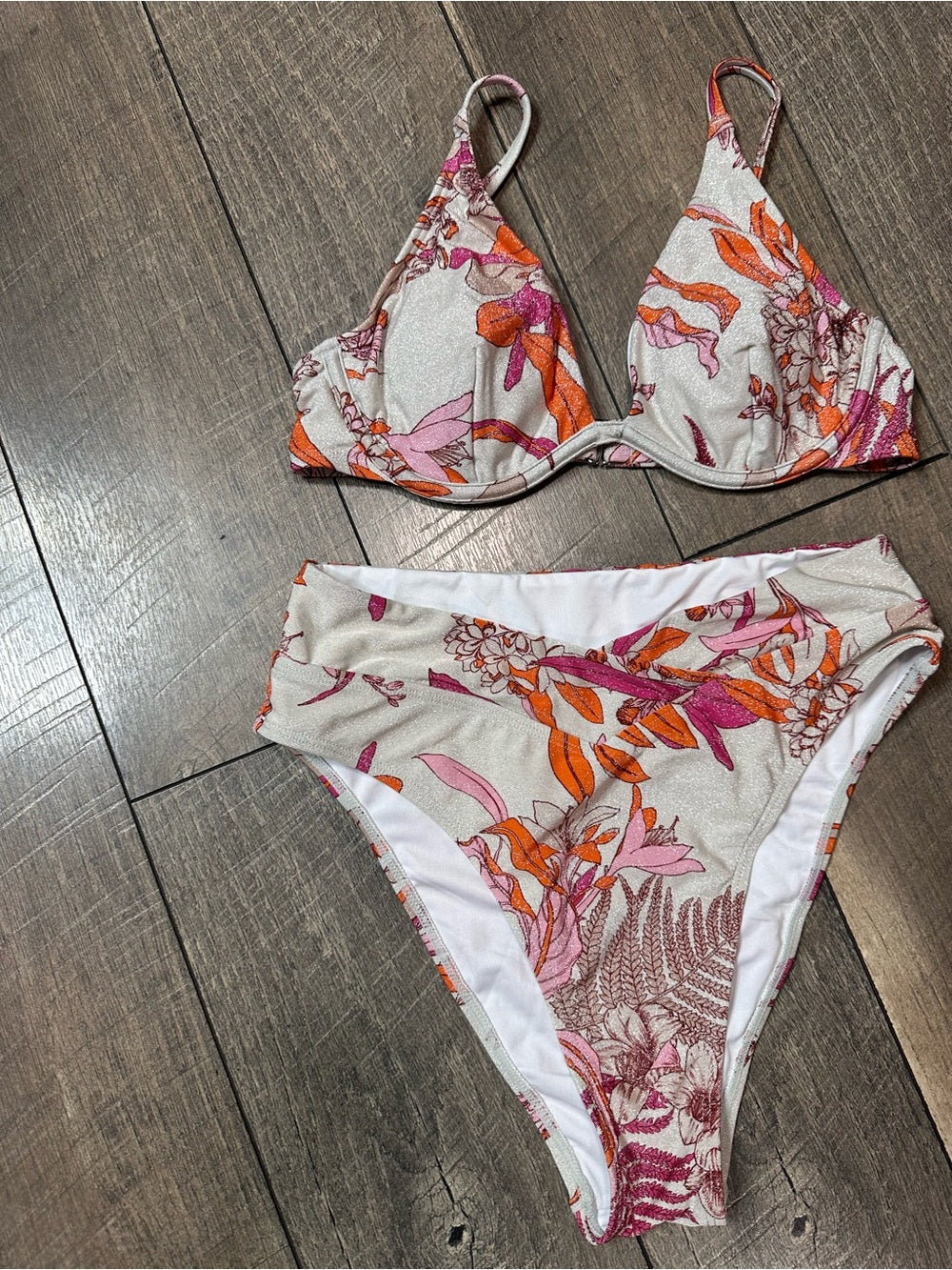 Cupshe Shimmer Floral Bikini