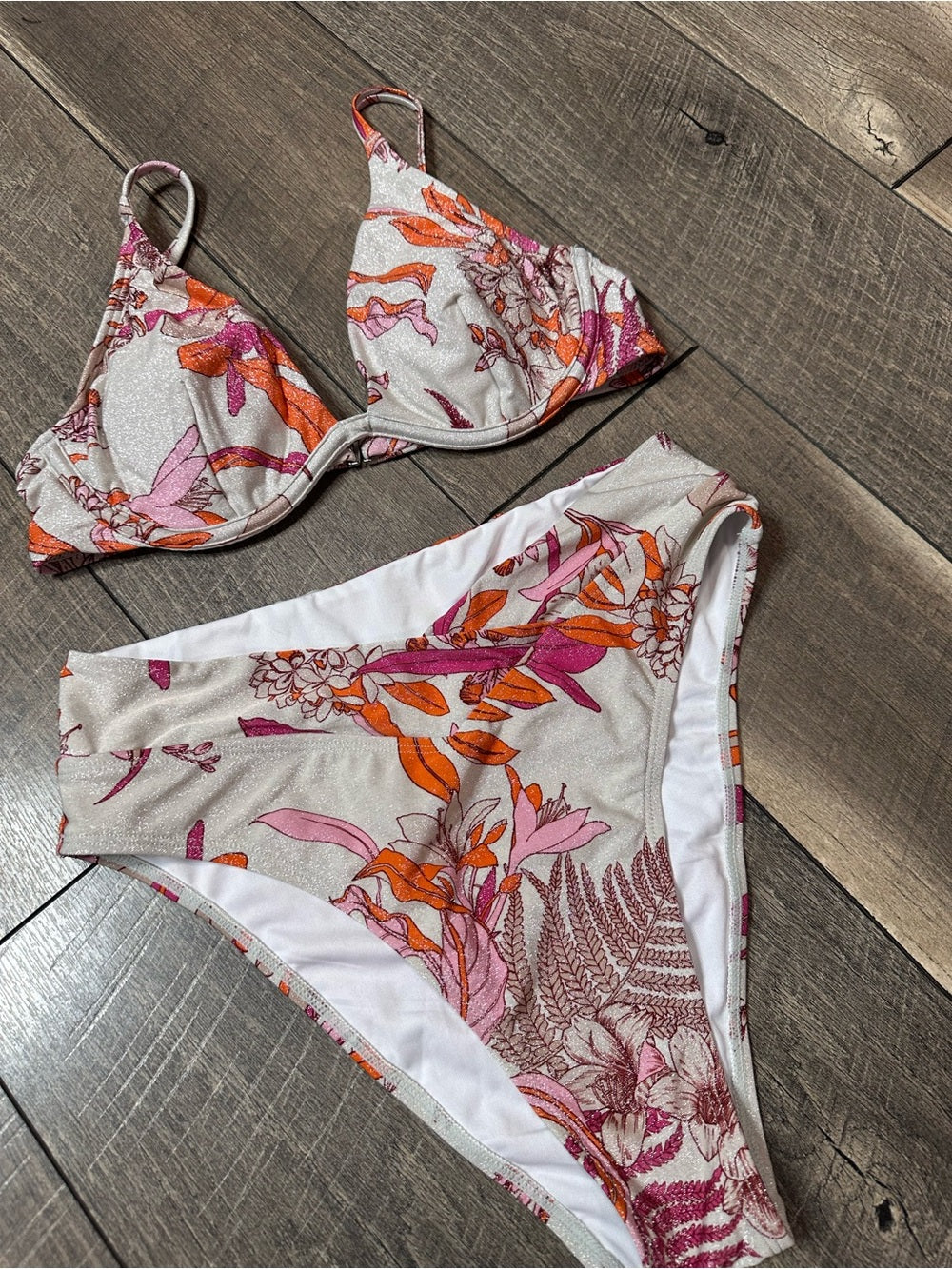Cupshe Shimmer Floral Bikini