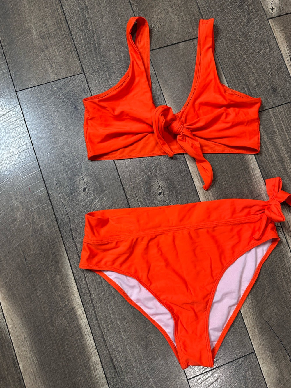 Orange Knot Front Bikini