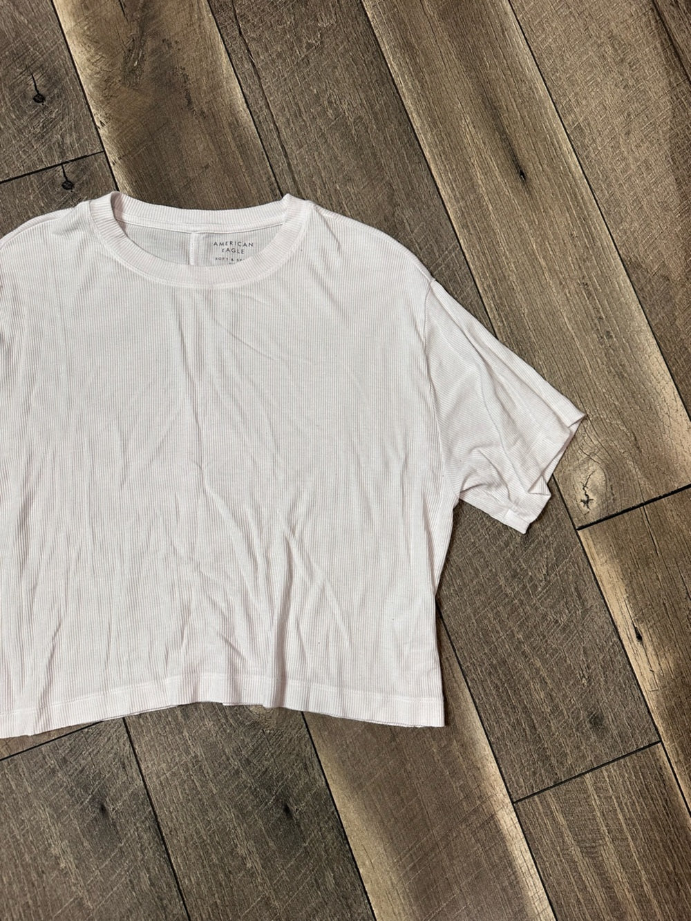 American Eagle Ribbed Loose Crop Tee