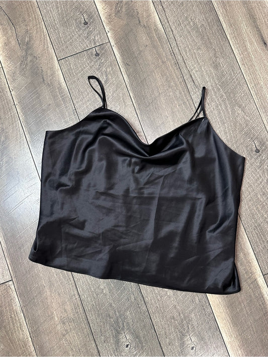 Nine West Silky Black Droop Neck Tank Top