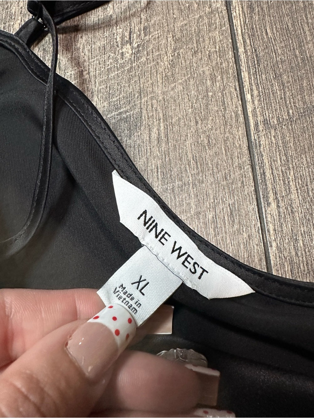 Nine West Silky Black Droop Neck Tank Top